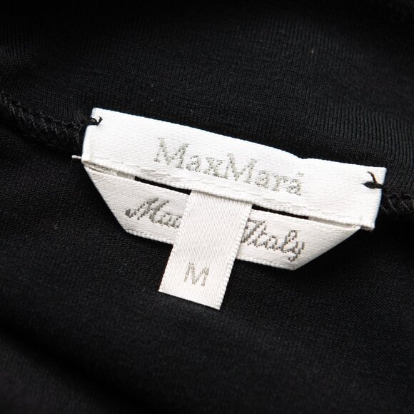 MaxMara Asymmetric Twist Neck Blouse Quarter Sleeve Tee Shirt Black Size Medium - Picture 3 of 7